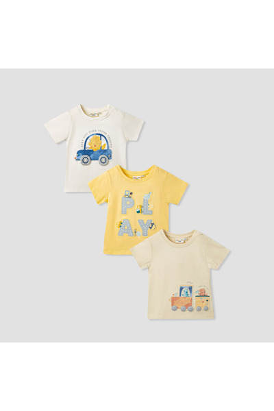 Juniors تي شيرت مطبوع بأكمام قصيرة - مجموعة من 3 قطع