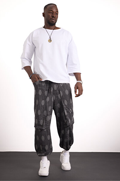 Superbluemexico Unisex New Generation Street Style Unusual Pocket Detailed Baggy Trousers