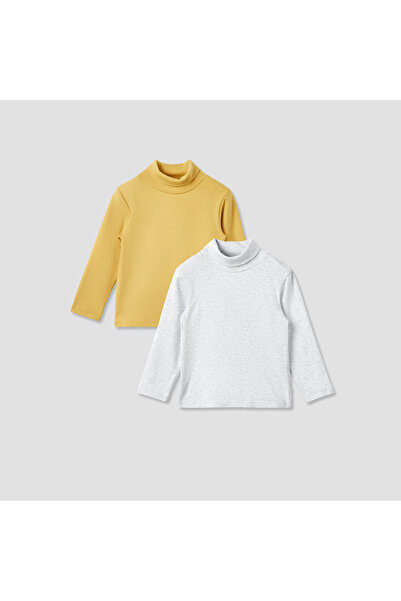 Juniors Solid Turtle Neck T-shirt with Long Sleeves - Set of 2