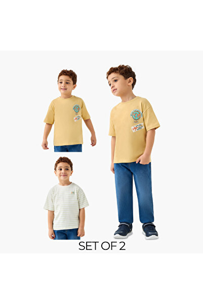 Juniors تي شيرت مطبوع بأكمام قصيرة - مجموعة من 2 قطعة