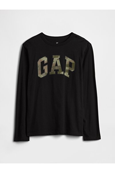 GAP Erkek Çocuk Siyah Grafik Baskılı T-Shirt