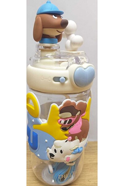 DILLER زجاجة مياه تريتان بسعة 580 مل مع حزام للرقبة على شكل كلب عظمي