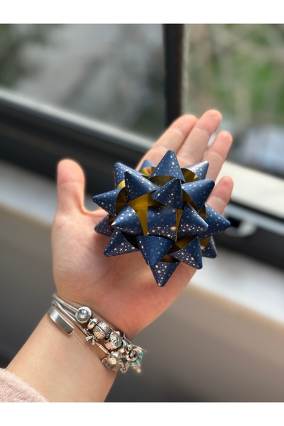 STAR PENNSYLVANIA NEW FLOWER Fiyonk Lacıvert simli Yıldız Süs Hediye Paketi S...