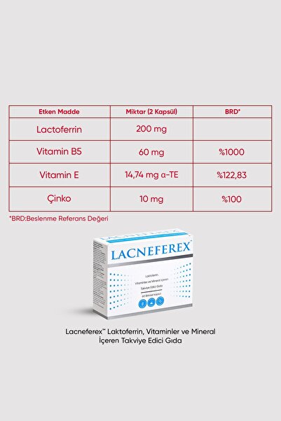 Imuneks Farma Lacneferex™ Laktoferrin, Vitaminler ve Mineral içeren Takviye Edici Gıda 60 Kapsül