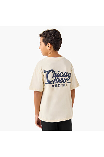 Juniors تي شيرت مطبوع برقبة دائرية وأكمام قصيرة