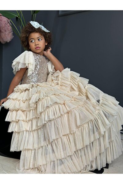 FKB FOR KIDS BABY فستان أميرة مزين بالترتر للفتيات