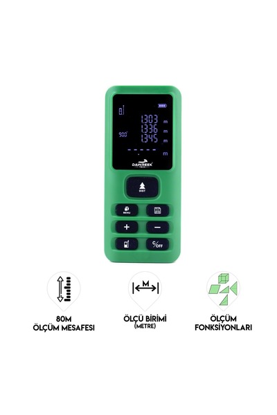 Dawreek MESAFE ÖLÇER E40 GREEN 80 Metre Dijital El Tipi Mesafe Ölçüm Cihazı