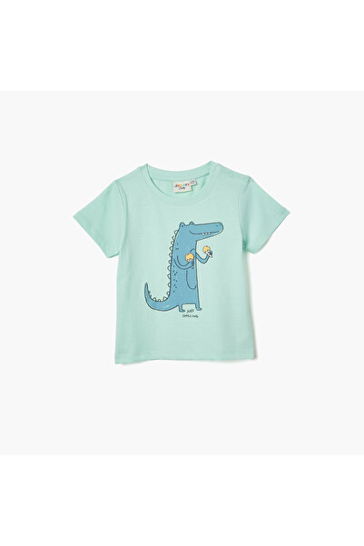 Juniors تي شيرت بطبعة جلد التمساح بأكمام قصيرة