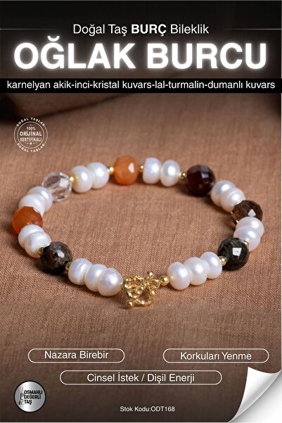 OSMANLI DEĞERLİ TAŞ SERTİFİKALI Akik-İnci-Kuvars-Lal-Turmalin Oğlak Burç Doğa...