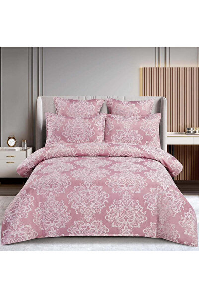 trendyhome Finet Jaquard Bed Linen 6 Pieces with Elastic – Luxury Model, Pink...