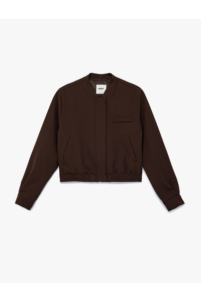 Koton Kolej Yaka Fermuarlı Cepli Uzun Kollu Bomber Ceket