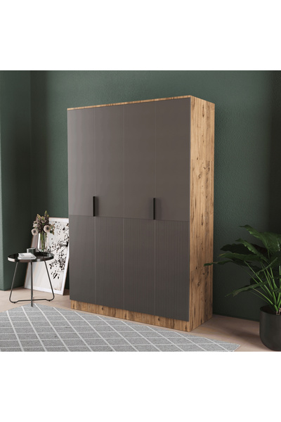 Teen & Bright VENÜS 4 KAPAKLI EKO BAZALI GARDIROP - MDF KAPAK