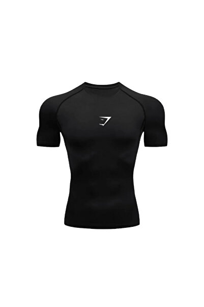 Remnant Gymshark Siyah / Beyaz Compression T-shirt