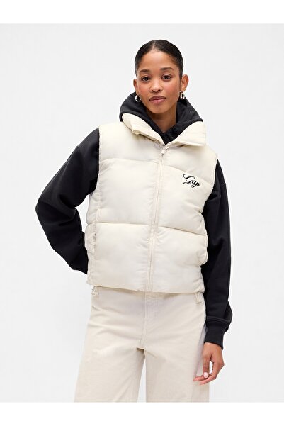 GAP Kadın Kırık Beyaz Geri Dönüştürülmüş Logo Şişme Yelek