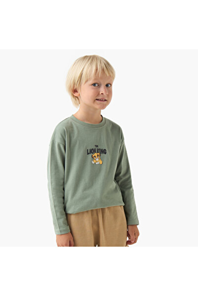 Disney Boys Crew Neck T-shirt with Lion King Print - Cotton - Long Sleeves