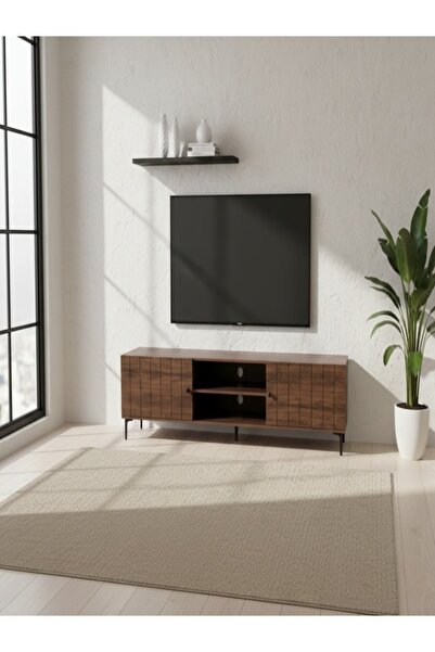 BEC33 Modern TV Stand - 160 cm - Luxurious design with striped wooden doors