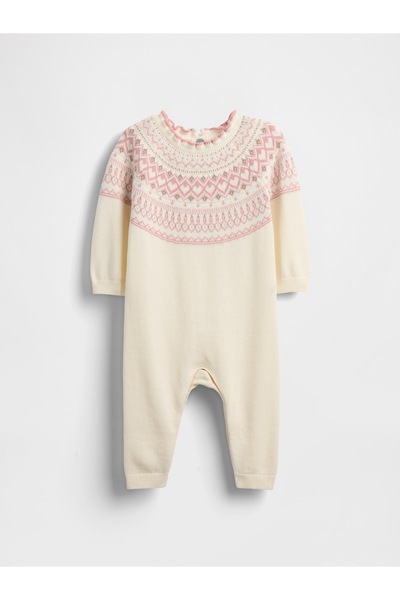 GAP Bebek Pembe Fair Isle Kazak Tek Parça