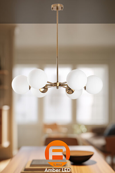 AmberLED Şık Metal Gövdeli Avize Yatak Odası ve Oturma Alanları İçin E14 Uyumlu