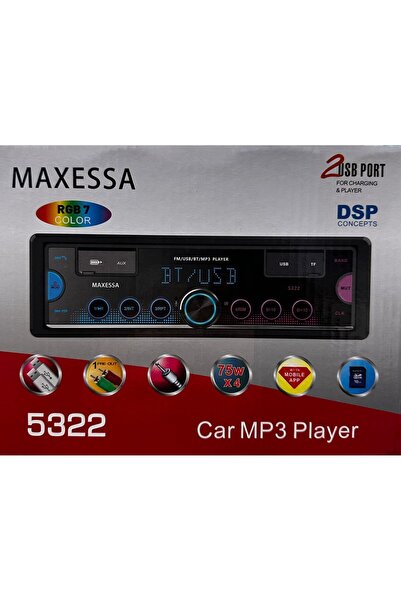 SoundDrive 5322 Bluetooth Oto Teyp USB AUX TF Kart RGB 7 Renk DSP 4x75W Car M...