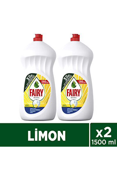 Fairy Orijinal Sıvı Bulaşık Deterjanı 1500 ml Limon Kokulu x 2 Adet