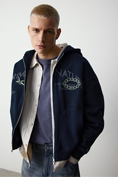 Pull & Bear Kapüşonlu fermuarlı Primal Nature sweatshirt