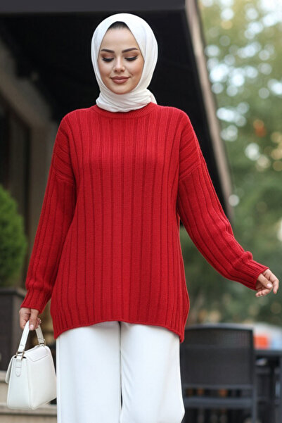 N.S NEVA STYLE قماش مجدّل سترة تريكو حمراء اللون 8844K