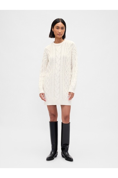 GAP Kadın Krem Cable Örgü Mini Elbise
