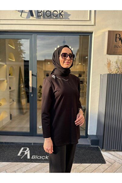 Venöve 26FWBLZ0001 Taş İşlemeli Sune Kadın Bluz Siyah