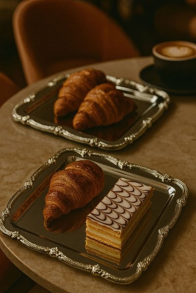 GLORİNDA HOME 24X24 2-Piece Heavy Silver-Engraved and Patterned Tray for Cakes, Breakfast, Dessert and Coffee, with a Wording for Engagement Presentation