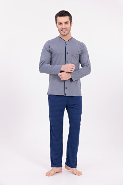 Lohussa Ανδρικό σετ πιτζάμες από βαμβακερό χειμερινό μακρυμάνικο σετ με κουμπ...