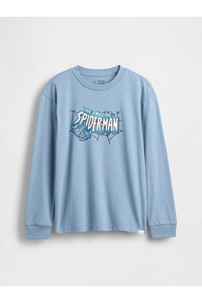 GAP Erkek Çocuk Açık Mavi Marvel Relaxed Grafik T-Shirt