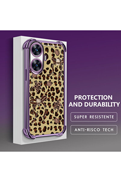 Hontinga جراب هاتف شفاف من السيليكون الناعم متوافق مع هاتف Realme C55، مطبوع ...