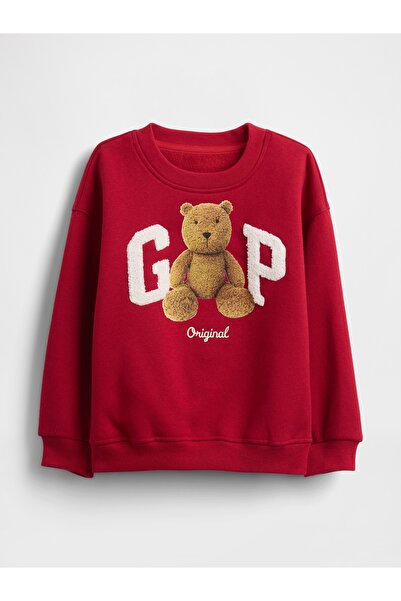 GAP Erkek Bebek Kırmızı VintageSoft Bear Logo Sweatshirt