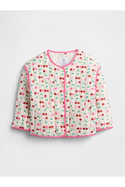 GAP Kız Bebek Kırık Beyaz Desenli Quilted Ceket