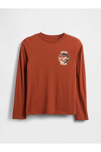 GAP Erkek Çocuk Kırmızı Grafik Baskılı T-Shirt