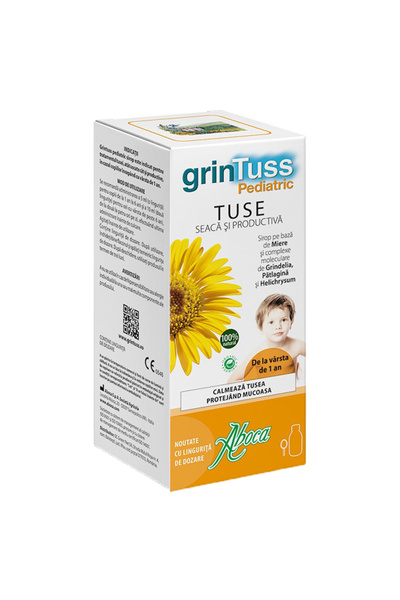 ABOCA GrinTuss Pediatric, sirop și sănătate respiratorie pentru copii, 180g,