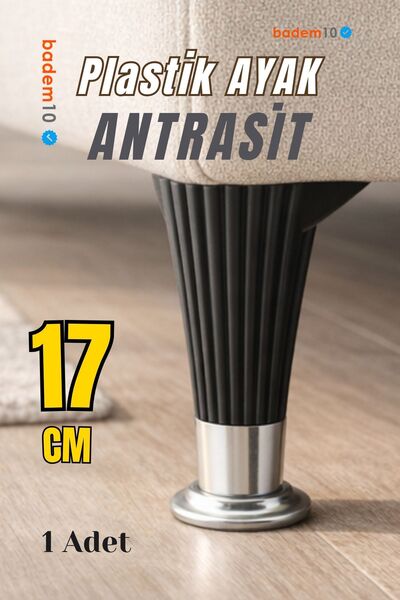 Badem10 Wetra 17 cm Lüks Mobilya Kanepe TV Ünitesi Konsol Koltuk Ayağı Antras...