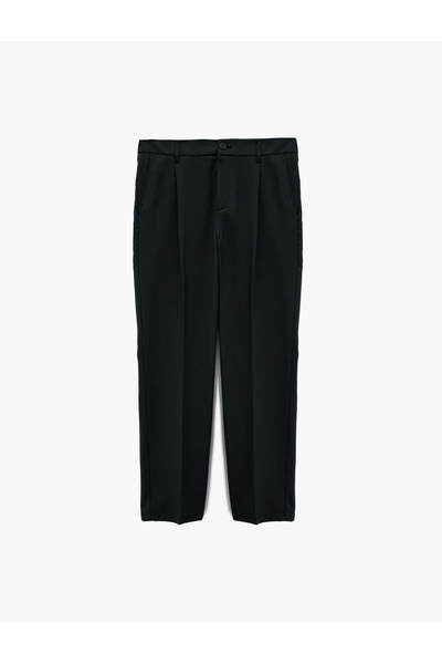 Koton Comfortable Fit Pocketed Viscose Blend Pleated Fabric Pants