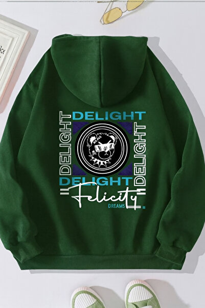 CLASSY.MODA Unisex supradimensionat cu glugă Delight Graphic cu imprimeu Conf...