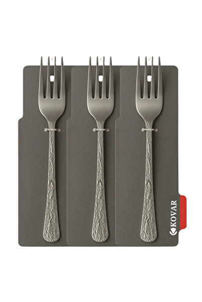 Kovar طقم شوك عشاء من الفولاذ المقاوم للصدأ مطلي باللون الرمادي مع مقبض ذي نقش خشن - 3 قطع
