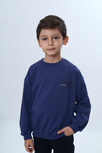 Toontoy Момчешка блуза с отпуснати рамене, свободна кройка и принт