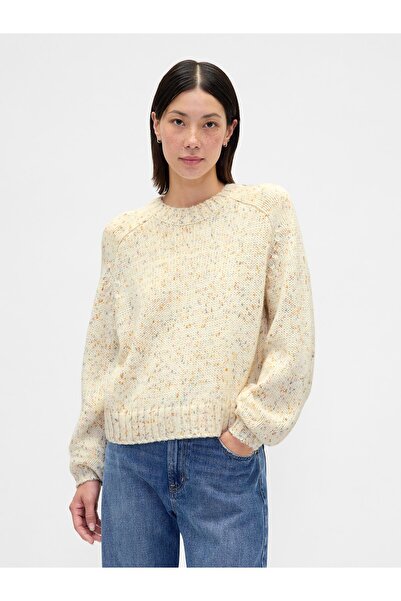 GAP Kadın Krem Relaxed Yaka Bisiklet Yaka Kazak