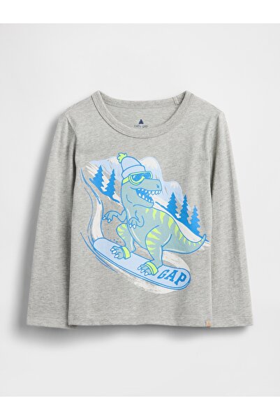 GAP Erkek Bebek Gri Grafik Baskılı T-Shirt