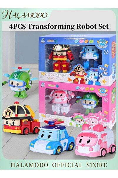 HALAMODO 4PCS Transforming Robot Set Transformable Action Toy Figure Vehicles...