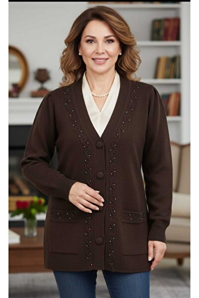 Aylin Güncüoğlu Front Embroidered Wool Cardigan