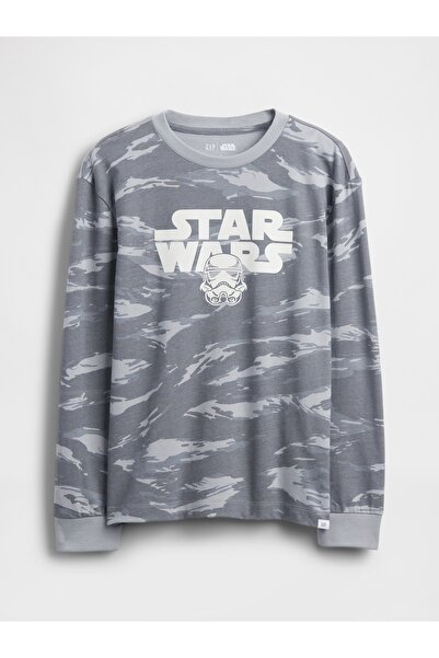 GAP Erkek Çocuk Gri Star Wars Relaxed Grafik Baskılı T-Shirt