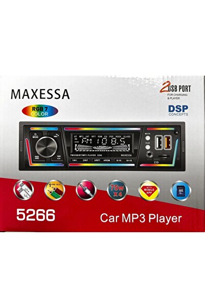 SoundDrive 5266 Oto Teyp Bluetooth USB AUX RGB 7 Renk DSP 4x75W Car MP3 Player