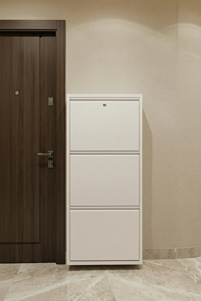 Metalium Concept Kilitli 3'lü (Üçlü) Metal Ayakkabılık Beyaz