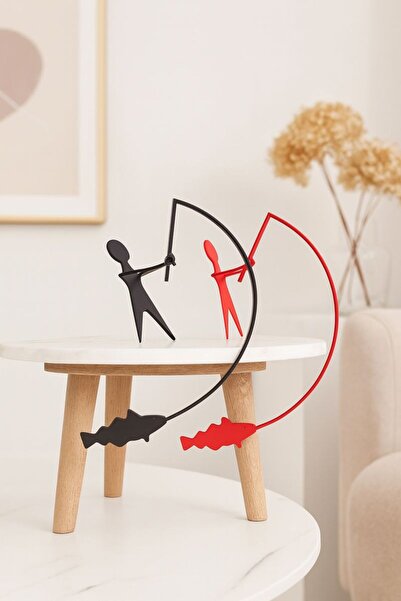 YSR HOME 2 li 3D Baskı Balık Tutan Adam Dekoratif Biblo | Modern Masa Üstü & ...