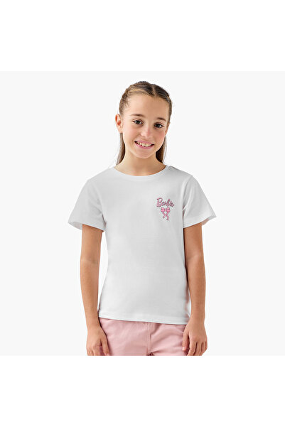 mattel تيشيرت برقبة دائرية مطبوع عليه صورة باربي